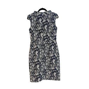 New Brooks Brothers Floral Sheath Dress Sleeveless Black/White Women's Size 16